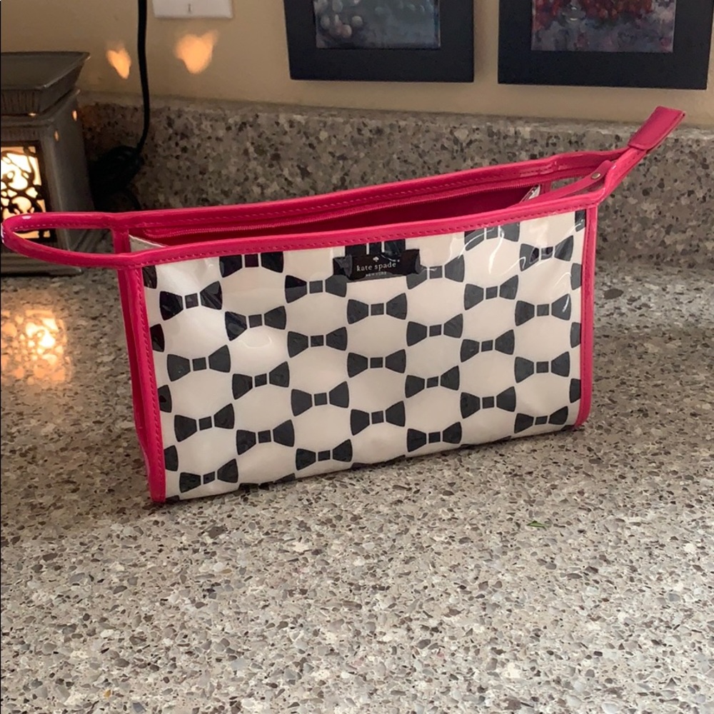 Kate Spade Pink Black Bow Makeup Bag